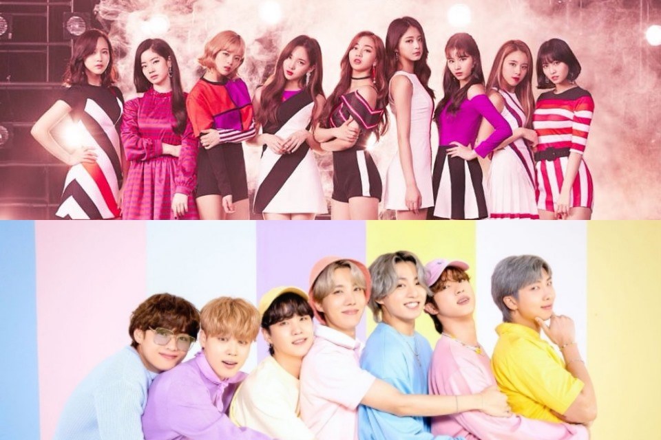 TWICE, BTS là 2 nhóm nhạc Hàn nổi tiếng ở Nhật Bản. Ảnh: Poster. TWICE, BTS là 2 nhóm nhạc Hàn nổi tiếng ở Nhật Bản. Ảnh: Poster.