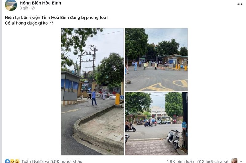 Thông tin Bệnh viện Đa khoa tỉnh Hòa Bình bị phong tỏa là sai sự thật