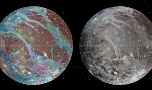 Mặt trăng Ganymede của sao Mộc. Ảnh: NASA