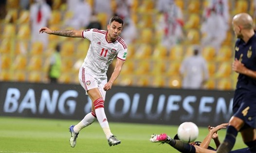 Tuyển UAE đã dẫn Thái Lan đến 2-0 sau 34 phút nhưng sau đó đã để Thái Lan ép sân trở lại. Ảnh: LĐBĐ UAE.