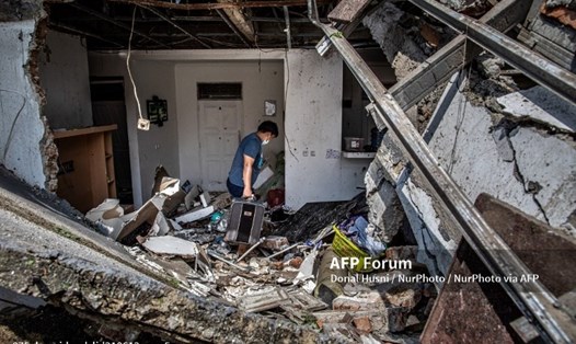 Nhiều trận động đất mạnh xảy ra tại Indonesia gây ra thiệt hại nặng nề. Ảnh: AFP