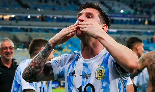 Messi đã mãn nguyện với Copa America 2021. Ảnh: AFP.