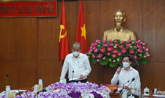 Phó Thủ tướng Thường trực Trương Hòa Bình phát biểu tại buổi làm việc cùng lãnh đạo tỉnh Bà Rịa - Vũng Tàu. Ảnh: T.A