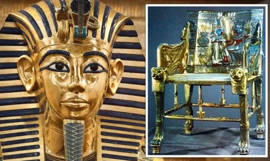 Mặt nạ và ngai vàng của Pharaoh Ai Cập Tutankhamun. Ảnh: Wiki