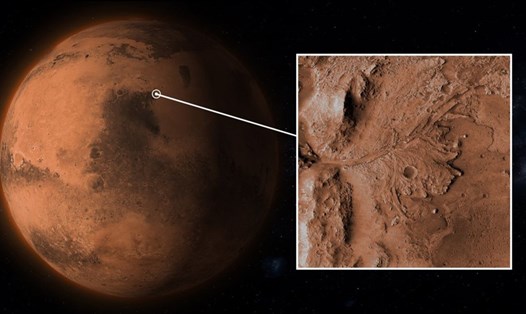 Tàu thăm dò sao Hỏa Perseverance hạ cánh ở miệng núi lửa Jezero, nơi nó phát hiện cấu trúc đá độc đáo. Ảnh: NASA