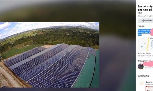 Một dự án điện mặt trời ở Đắk Lắk được rao bán trên mạng xã hội Facebook. Ảnh: Bảo Trung