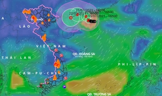 Vị trí và đường đi của bão số 3 Cempaka. Ảnh: Trung tâm Dự báo Khí tượng Thuỷ văn Quốc gia.