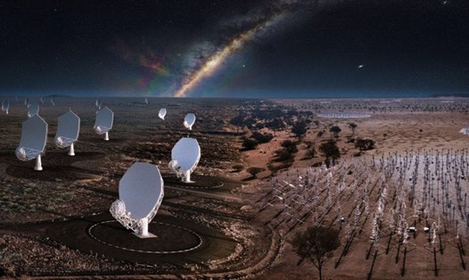Hình ảnh minh họa mạng lưới kính thiên văn vô tuyến. Ảnh: Tổ chức SKA (SKAO)