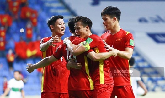 Tuyển Việt Nam bị đánh giá thấp nhất tại bảng B, chưa từng dự World Cup một lần nào. Ảnh: Trung Thu.