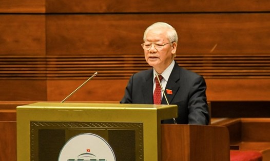 Tổng Bí thư Nguyễn Phú Trọng có bài phát biểu trước Quốc hội.