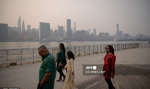 Ô nhiễm không khí ở New York do các vụ cháy rừng ở miền tây Hoa Kỳ và Canada. Ảnh: AFP