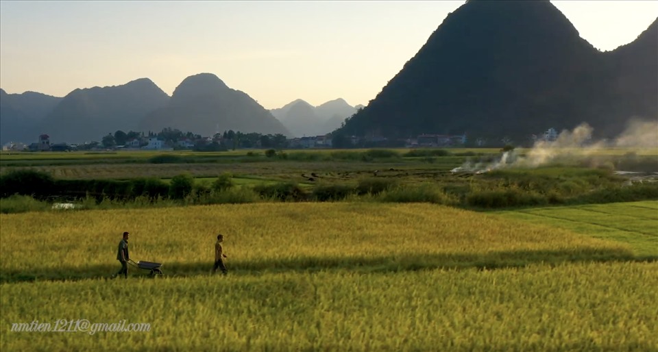 Vẻ đẹp thanh bình của thung lũng Bắc Sơn. Ảnh: Cắt từ clip