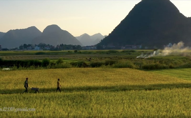 Vẻ đẹp thanh bình của thung lũng Bắc Sơn. Ảnh: Cắt từ clip