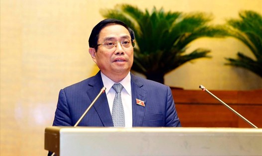 Thủ tướng Chính phủ Phạm Minh Chính trình bày tờ trình của Chính phủ. Ảnh Doãn Tuấn/TTXVN