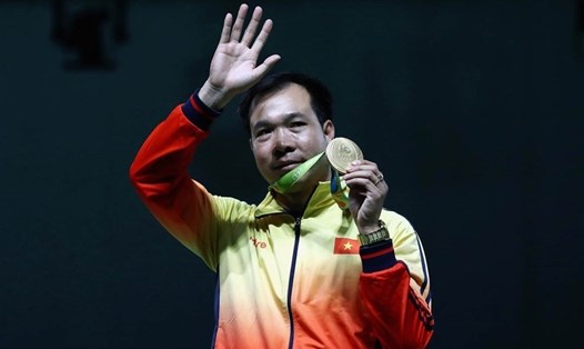 Hoàng Xuân Vinh không thể bảo vệ được tấm Huy chương vàng Olympic ở nội dung 10m súng ngắn hơi nam. Ảnh: Olympic Rio.
