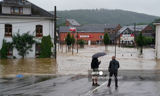 Khu vực Rochefort, tỉnh Namur của Bỉ chịu ảnh hưởng nặng nề trong đợt lũ lụt tuần trước. Ảnh: AFP