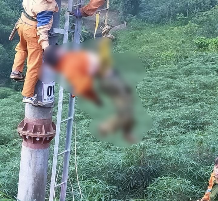 Hiện trường nơi xảy ra vụ tai nạn khi thi công điện khiến 1 công nhân tử vong ở Lào Cai. Ảnh: QH