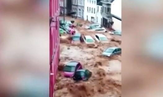 Lũ lụt ở Bỉ hôm 24.7 được cho là tồi tệ nhất trong nhiều thập kỷ. Ảnh: Chụp màn hình