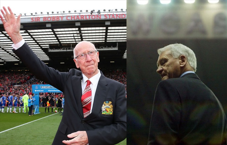 Sir Bobby Charlton và Sir Bobby Robson, 2 trong số những huyền thoại của bóng đá Anh. Ảnh: TL
