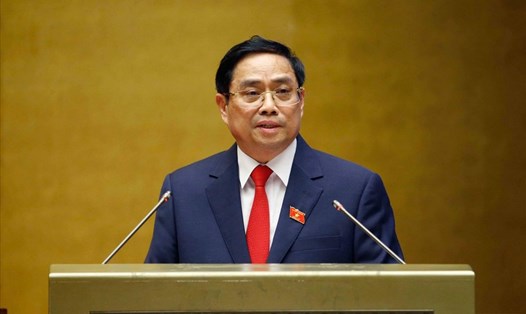 Thủ tướng Chính phủ Phạm Minh Chính phát biểu trước Quốc hội. Ảnh QH