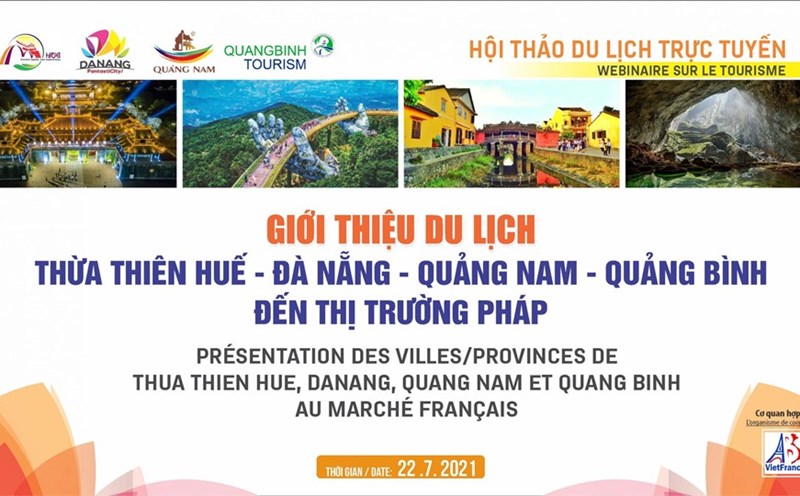 Giới thiệu sản phẩm “Miền Trung Việt Nam - Điểm đến an toàn và thân thiện” đến thị trường tiềm năng Pháp. Ảnh: LĐ