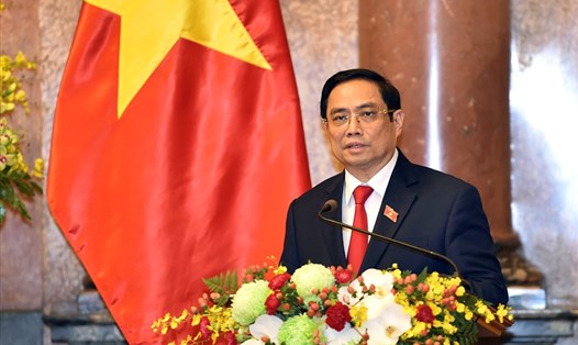 Thủ tướng Chính phủ Phạm Minh Chính phát biểu tại Lễ công bố thành viên Chính phủ nhiệm kỳ Quốc hội khóa XV, chiều ngày 28.7. Ảnh: VGP/Nhật Bắc