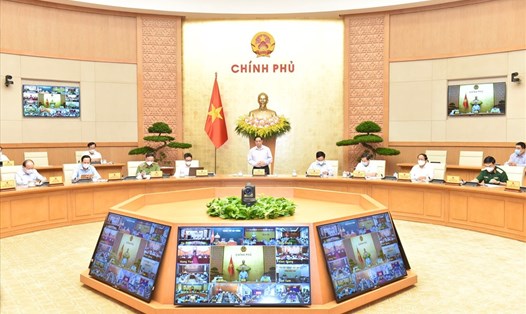 Thủ tướng Chính phủ Phạm Minh Chính chủ trì Hội nghị trực tuyến của Chính phủ với các địa phương chiều 2.7. Ảnh Nhật Bắc