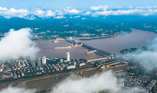 Quang cảnh đập Cát Châu Bá trên sông Dương Tử ở Nghi Xương, tỉnh Hồ Bắc, Trung Quốc. Ảnh: Tân Hoa Xã