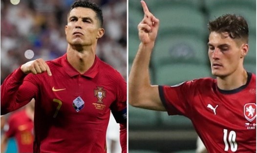 Ronaldo (trái) vẫn đang dẫn đầu cuộc đua danh hiệu Vua phá lưới tại EURO 2020. Đồ hoạ: The Sun.