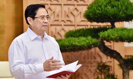 Thủ tướng Chính phủ Phạm Minh Chính phát biểu tại cuộc họp. Ảnh VGP