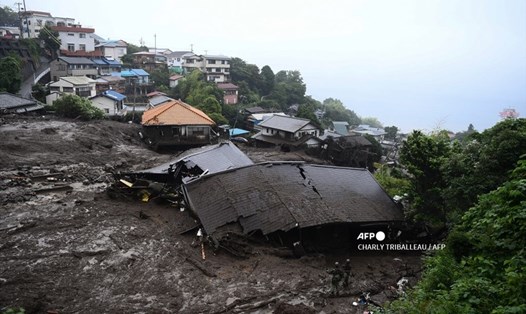 Hiện trường vụ sạt lở đất kinh hoàng ở Nhật Bản. Ảnh: AFP