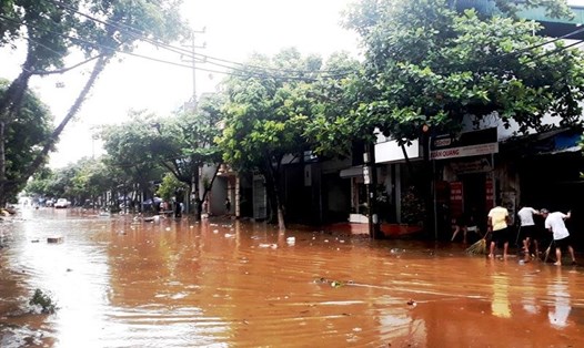 Mưa lớn gây ngập lụt tại Lào Cai. Dự báo áp thấp nhiệt đới còn tiếp tục gây mưa lớn trên diện rộng trong tuần này. Ảnh: Tổng cục Phòng thống thiên tai