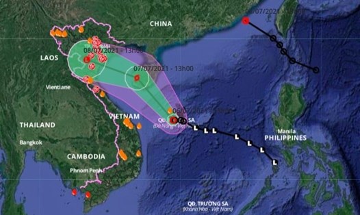 Vị trí và đường đi của áp thấp nhiệt đới. Ảnh: Hệ thống giám sát thiên tai Việt Nam.