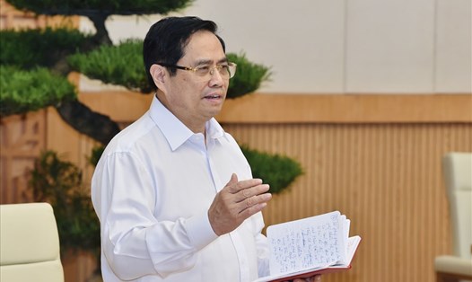 Thủ tướng Chính phủ Phạm Minh Chính phát biểu tại cuộc họp. Ảnh Quang Hiếu