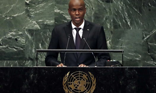 Tổng thống Jovenel Moise của Haiti  phát biểu tại phiên họp thứ 73 Đại hội đồng Liên Hợp Quốc ở New York hồi năm 2018. Ảnh: AFP