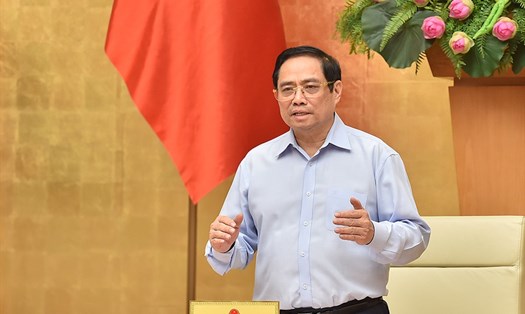Thủ tướng Chính phủ Phạm Minh Chính phát biểu tại cuộc họp. Ảnh Nhật Bắc
