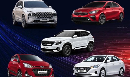 Hyundai Accent, Hyundai Grand i10, Hyundai SantaFe, Kia Seltos và Kia Cerato là 5 mẫu xe Hàn Quốc có doanh số bán xe hạng "top" các phân khúc trong thị trường Việt Nam. Đồ hoạ: Lâm Anh.
