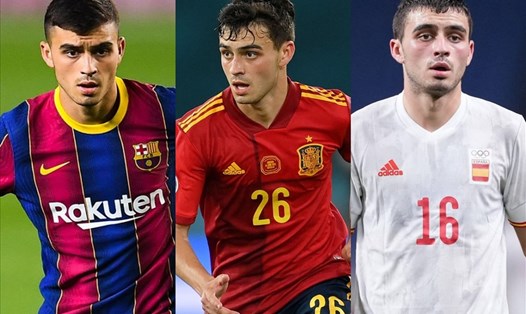 Hình ảnh của Pedri 1 năm qua trong màu áo Barcelona, đội tuyển quốc gia và đội Olympic Tây Ban Nha. Ảnh: Barcelona, AFP