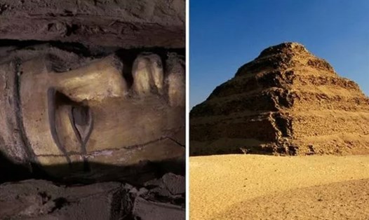 Giới khảo cổ Ai Cập phát hiện "quan tài mạ vàng" đầu tiên ở nghĩa trang Saqqara. Ảnh: Smithsonian Channel