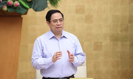 Thủ tướng Phạm Minh Chính - Chủ tịch Hội đồng Thi đua - Khen thưởng Trung ương phát biểu tại cuộc họp. Ảnh Nhật Bắc