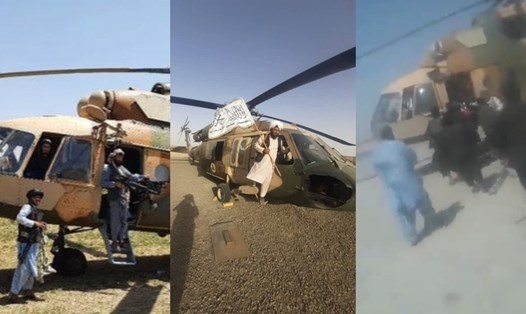 Taliban khoe dàn máy bay chiến đấu chiếm được của quân chính phủ Afghanistan. Ảnh: Twitter