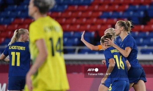 Tuyển nữ Thụy Điển giành quyền vào chung kết bóng đá nữ Olympic Tokyo 2020 với chiến thắng tối thiểu trước đối thủ. Ảnh: AFP.