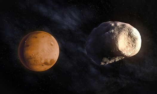 Sao Hỏa và Mặt trăng Phobos. Ảnh: AFP/Getty
