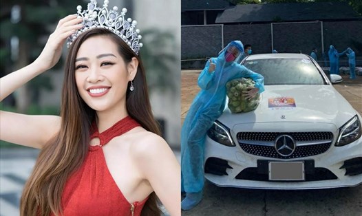 Hoa hậu Khánh Vân lái xế hộp đi giao rau củ. Ảnh: NSCC.