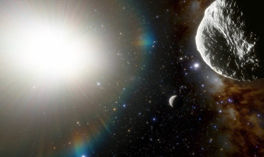 Một tiểu hành tinh (bên trên) và sao Thủy (bên dưới). Ảnh: CTIO/NOIRLab