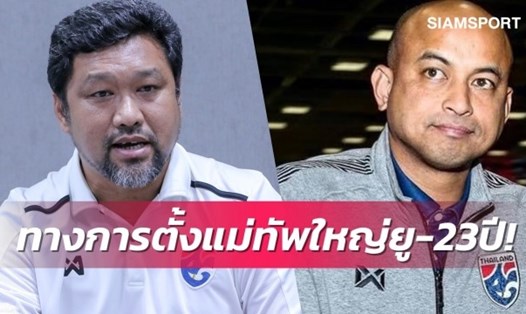Worrawoot Srimaka và Choketawee vốn là những người kế tục Kiatisak dẫn dắt U23 Thái Lan tại SEA Games 2015, 2017. Ảnh: Siam Sport.