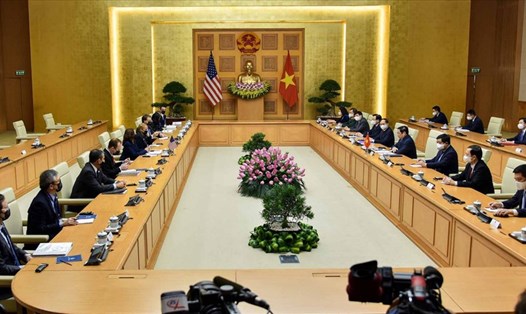 Thủ tướng Phạm Minh Chính tiếp Phó Tổng thống Mỹ Kamala Harris. Ảnh: Bộ Ngoại giao
