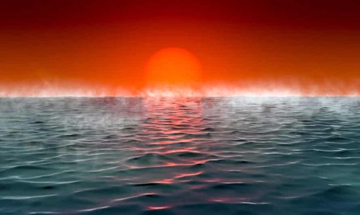 Minh họa về hành tinh Hycean - hành tinh nóng có đại dương với bầu khí quyển giàu hydro. Ảnh: Amanda Smith