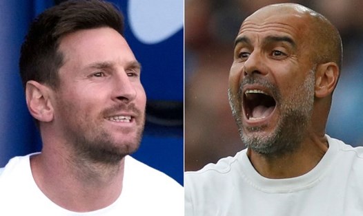 Messi tái ngộ ông thầy cũ Pep Guardiola tại vòng bảng Champions League 2021-22. Ảnh: Sky Sports
