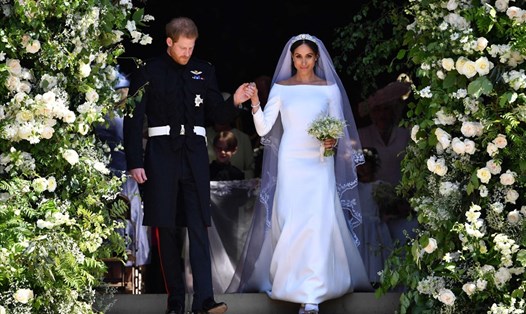 Váy cưới của Meghan Markle là chiếc váy cưới của người nổi tiếng được tìm kiếm nhiều nhất năm 2021. Ảnh: AFP